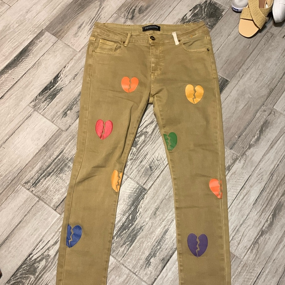 Pheelings men’s khaki graphic jeans size 34